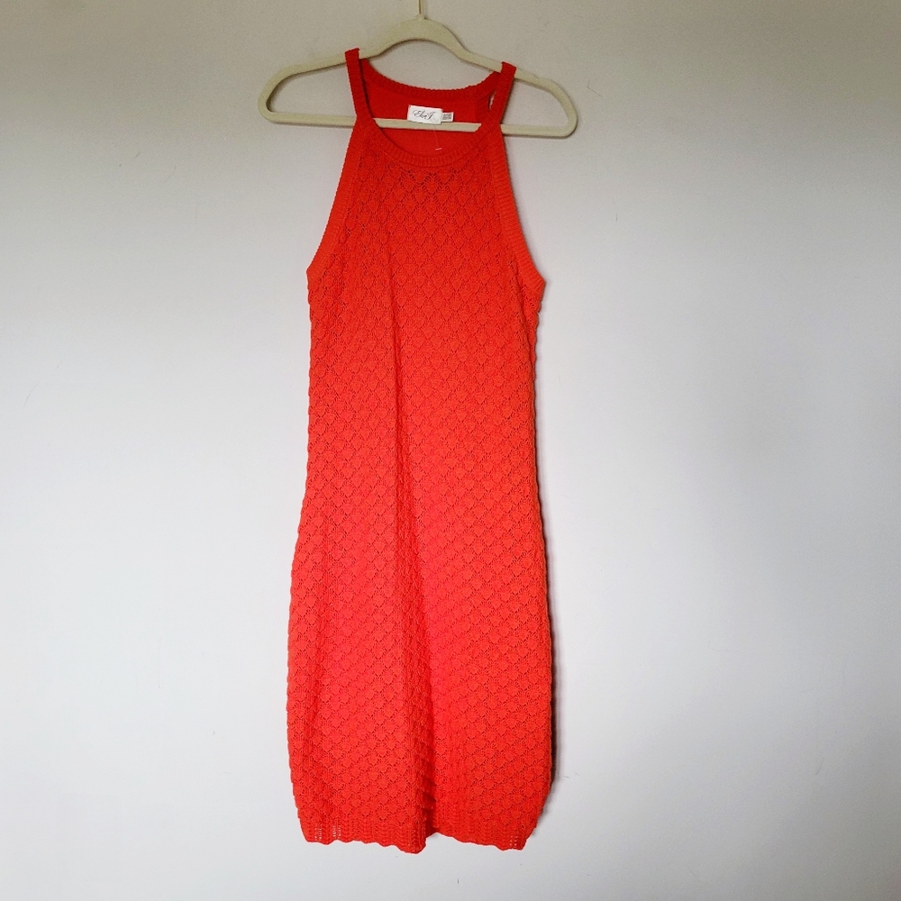 Eliza J Crochet Orange Midi Dress